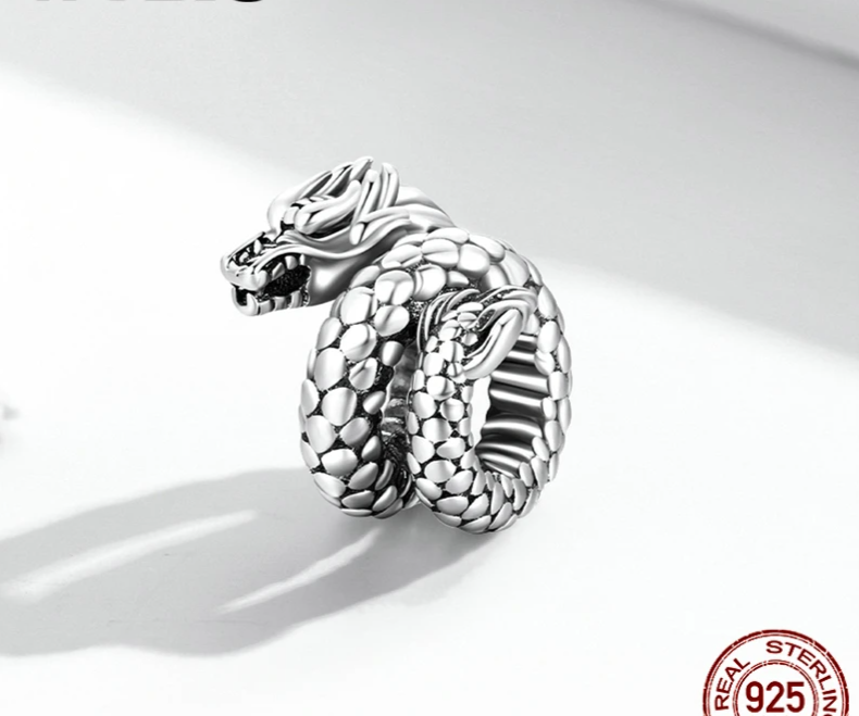 925 Sterling Silver Blue Snake Charm Bracelets - Women Jewelry