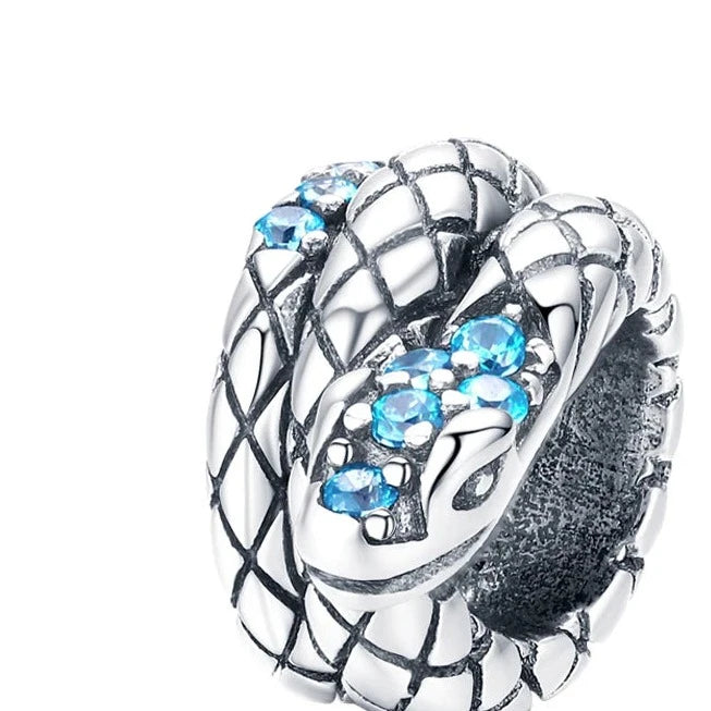 925 Sterling Silver Blue Snake Charm Bracelets
