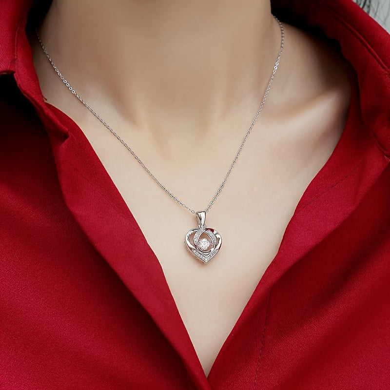 Sterling Silver Heart Necklace - Stunning 0.5 Carat Moissanite Pendant Necklace