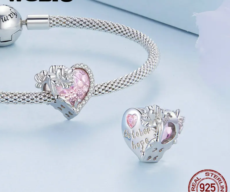 Sterling Silver Heart Bead  Birthstone Colorful Zircon Charm Fit Original Bracelet for Women