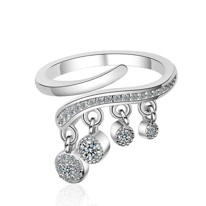 1.1CTTW Round Moissanite Ring for Women, White Gold Plated D Color VVS1 Lab Diamond 925 Sterling Silver Engagement Ring MSR009