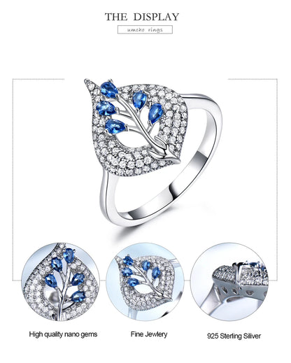 Sterling Silver Rings for Women - Nano Sapphire Ring Gemstone Aquamarine Cushion  Romantic Gift