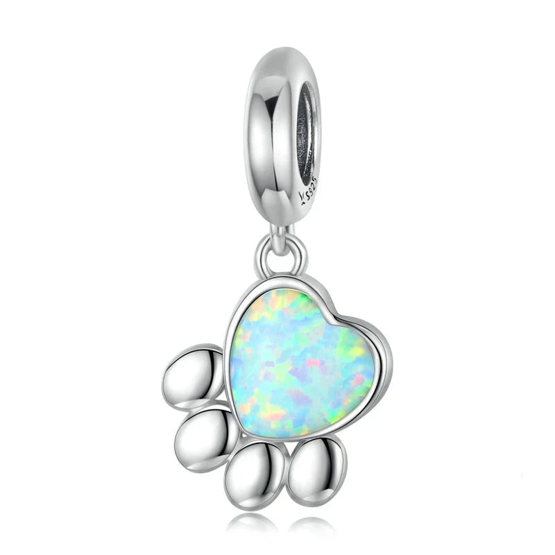 Sterling Silver opal paw charm