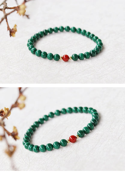 Sterling Silver Malachite Brcacelet -  6mm Green Red Bracelet Malachite Red Jasper New Year Gift Women Men Jewelry Birthday Gift