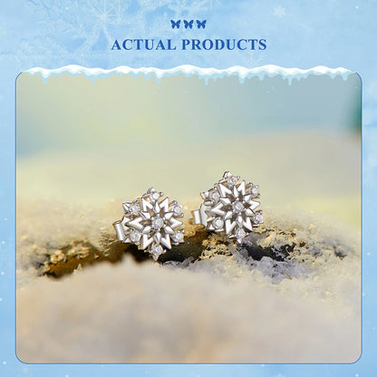 Sterling Silver Turquoise Sunburst Earrings - Snowflake Heart Angel Wing Stud Earrings Women Sun Star Zircon Ear Studs Wedding Party Jewelry Gift