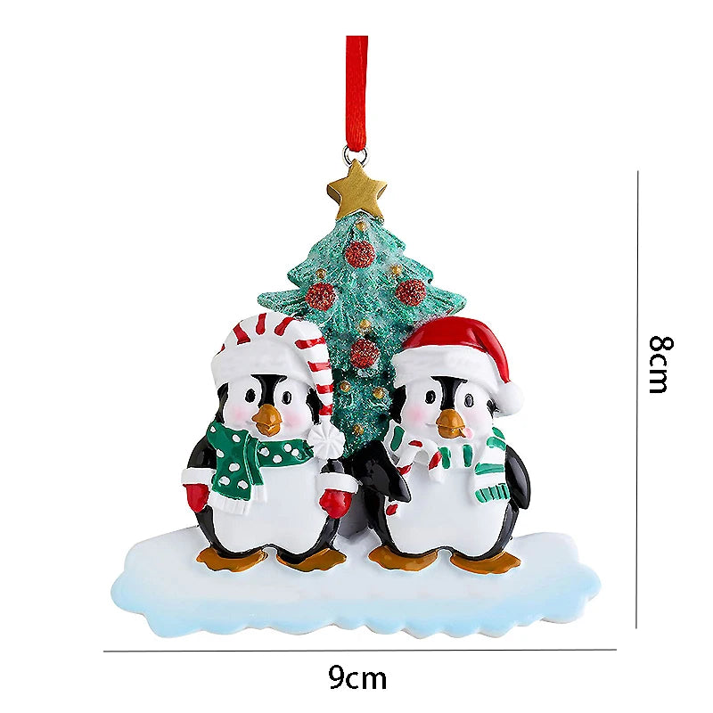 Personalized Reindeer Family Christmas Tree Pendant Hanging Bauble Xmas Tree Ornaments Elk Deer Family Decorations Gift New Year
