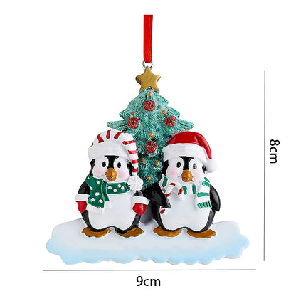 Personalized Reindeer Family Christmas Tree Pendant Hanging Bauble Xmas Tree Ornaments Elk Deer Family Decorations Gift New Year
