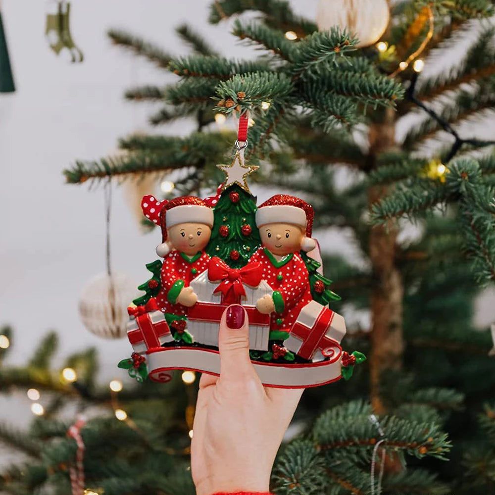 Personalized Reindeer Family Christmas Tree Pendant Hanging Bauble Xmas Tree Ornaments Elk Deer Family Decorations Gift New Year