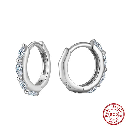 Rhodium Plated Sterling Silver - Cubic Zirconia Hoop Earrings 925 Sterling Silver Round Earrings 8A Premium CZ Crystal Earrings
