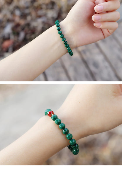 Sterling Silver Malachite Brcacelet -  6mm Green Red Bracelet Malachite Red Jasper New Year Gift Women Men Jewelry Birthday Gift