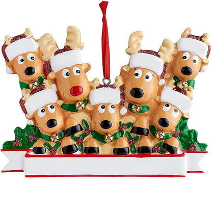 Personalized Reindeer Family Christmas Tree Pendant Hanging Bauble Xmas Tree Ornaments Elk Deer Family Decorations Gift New Year