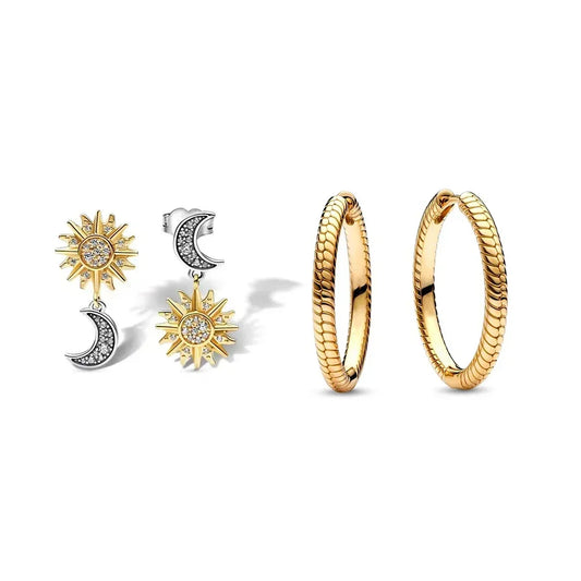 Sterling Silver High-Quality 2025 New Moments Charm Hoop Earrings