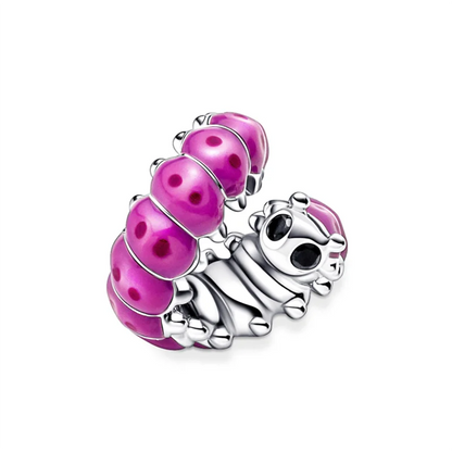 Sterling Silver Cute Curled Caterpillar Butterfly Charm Beads for women - 10 Designs - Fit Original Pandora Bracelet