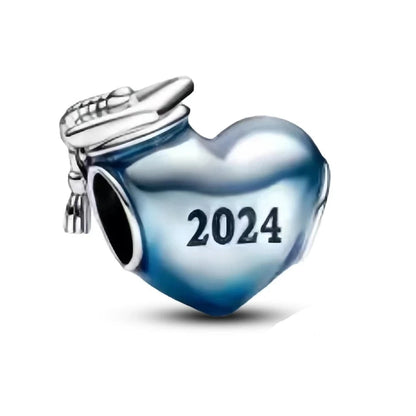2024 Graduation Cap Blue Heart  Charms