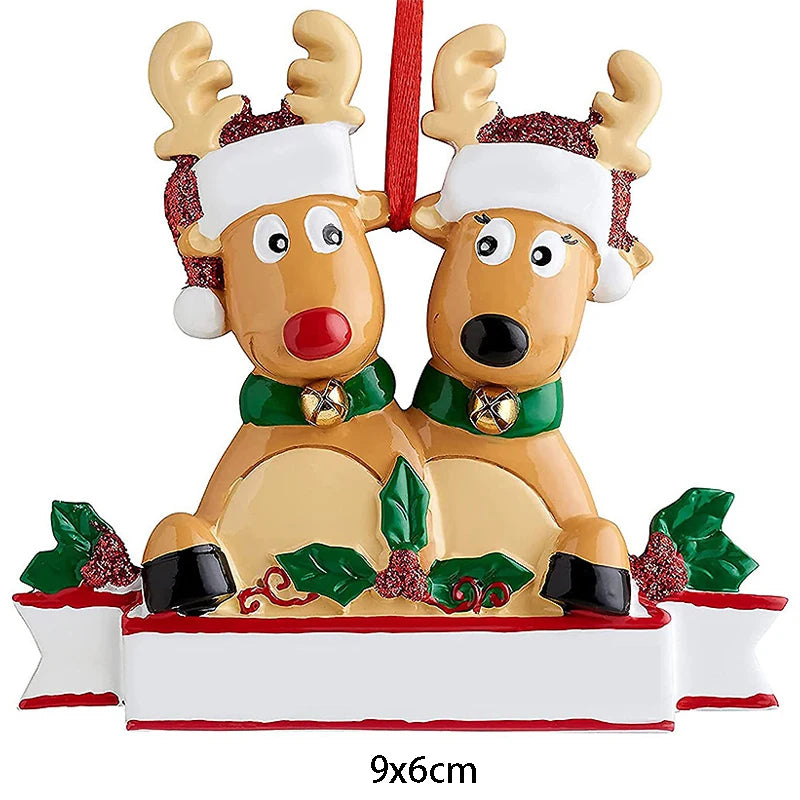 Personalized Reindeer Family Christmas Tree Pendant Hanging Bauble Xmas Tree Ornaments Elk Deer Family Decorations Gift New Year
