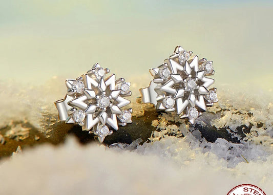 Sterling Silver Turquoise Sunburst Earrings - Snowflake Heart Angel Wing Stud Earrings Women Sun Star Zircon Ear Studs Wedding Party Jewelry Gift