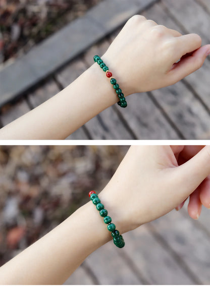 Sterling Silver Malachite Brcacelet -  6mm Green Red Bracelet Malachite Red Jasper New Year Gift Women Men Jewelry Birthday Gift