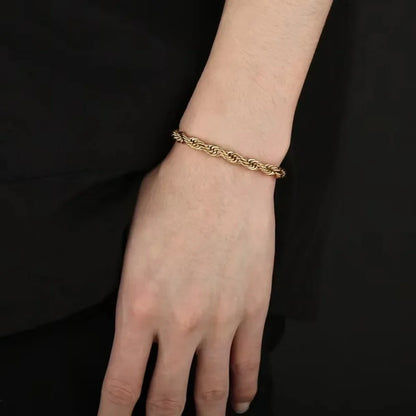 Mens Sterling Silver Bracelets -  18k Gold 925 Sterling Silver 4MM Chain Bracelets for Men Charm Women Lady Boy Wedding Party 20cm 8in