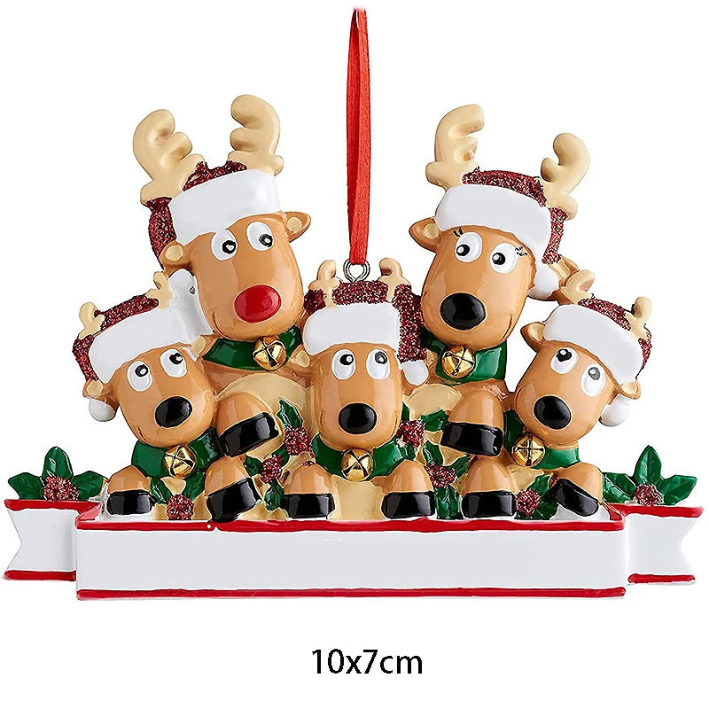 Personalized Reindeer Family Christmas Tree Pendant Hanging Bauble Xmas Tree Ornaments Elk Deer Family Decorations Gift New Year