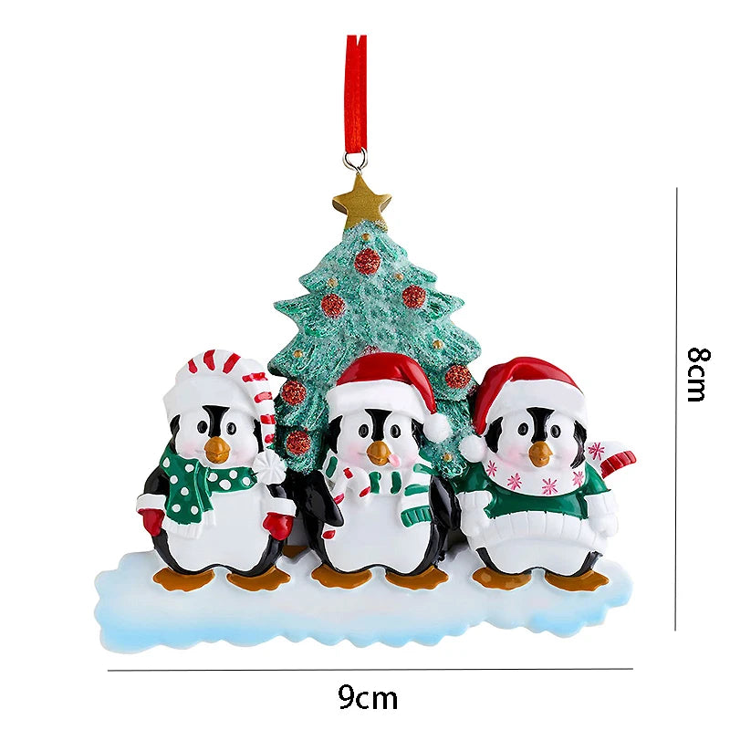 Personalized Reindeer Family Christmas Tree Pendant Hanging Bauble Xmas Tree Ornaments Elk Deer Family Decorations Gift New Year