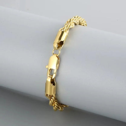 Mens Sterling Silver Bracelets -  18k Gold 925 Sterling Silver 4MM Chain Bracelets for Men Charm Women Lady Boy Wedding Party 20cm 8in