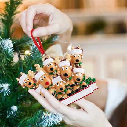 Personalized Reindeer Family Christmas Tree Pendant Hanging Bauble Xmas Tree Ornaments Elk Deer Family Decorations Gift New Year