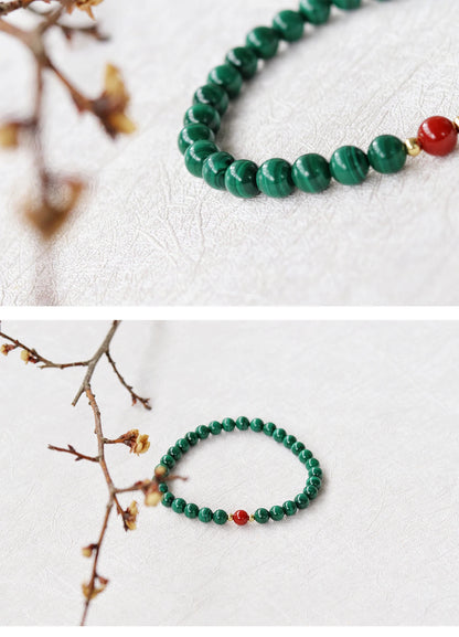 Sterling Silver Malachite Brcacelet -  6mm Green Red Bracelet Malachite Red Jasper New Year Gift Women Men Jewelry Birthday Gift