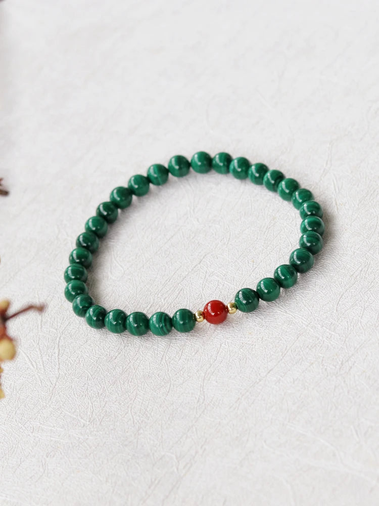 Sterling Silver Malachite Brcacelet -  6mm Green Red Bracelet Malachite Red Jasper New Year Gift Women Men Jewelry Birthday Gift