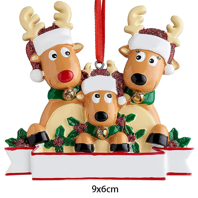 Personalized Reindeer Family Christmas Tree Pendant Hanging Bauble Xmas Tree Ornaments Elk Deer Family Decorations Gift New Year