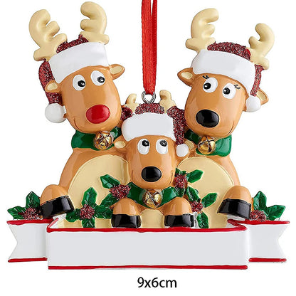 Personalized Reindeer Family Christmas Tree Pendant Hanging Bauble Xmas Tree Ornaments Elk Deer Family Decorations Gift New Year