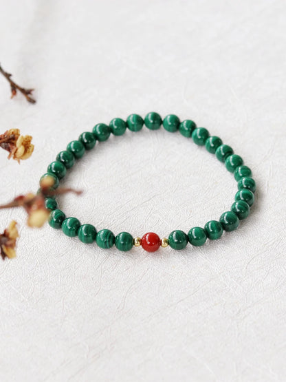 Sterling Silver Malachite Brcacelet -  6mm Green Red Bracelet Malachite Red Jasper New Year Gift Women Men Jewelry Birthday Gift