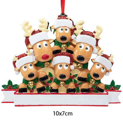 Personalized Reindeer Family Christmas Tree Pendant Hanging Bauble Xmas Tree Ornaments Elk Deer Family Decorations Gift New Year