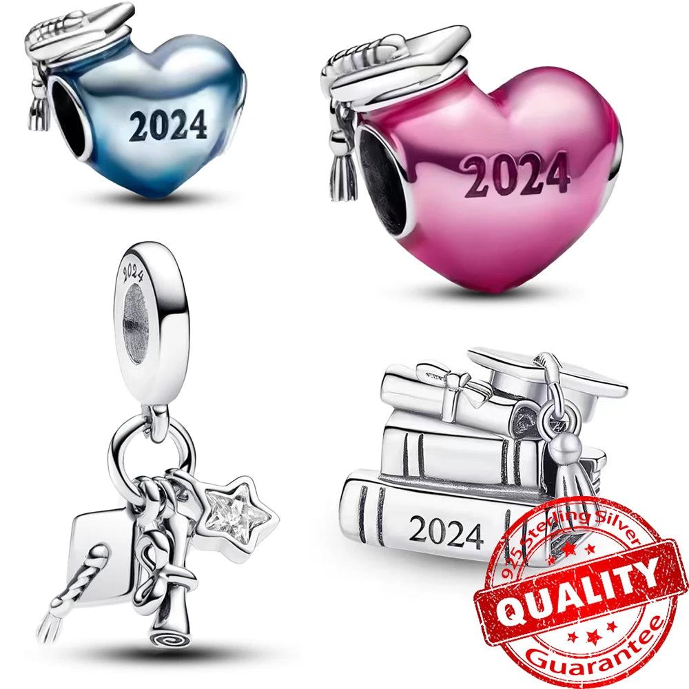 Sterling Silver 2024 Graduation Cap Charms