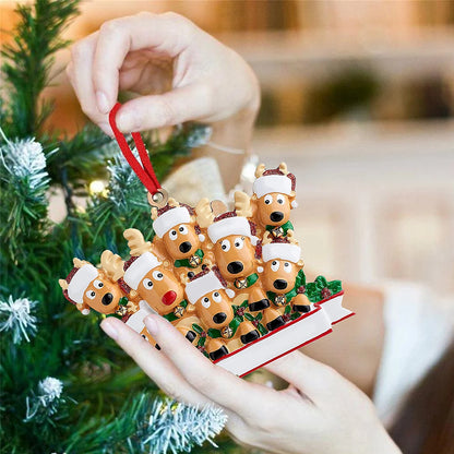 Personalized Reindeer Family Christmas Tree Pendant Hanging Bauble Xmas Tree Ornaments Elk Deer Family Decorations Gift New Year