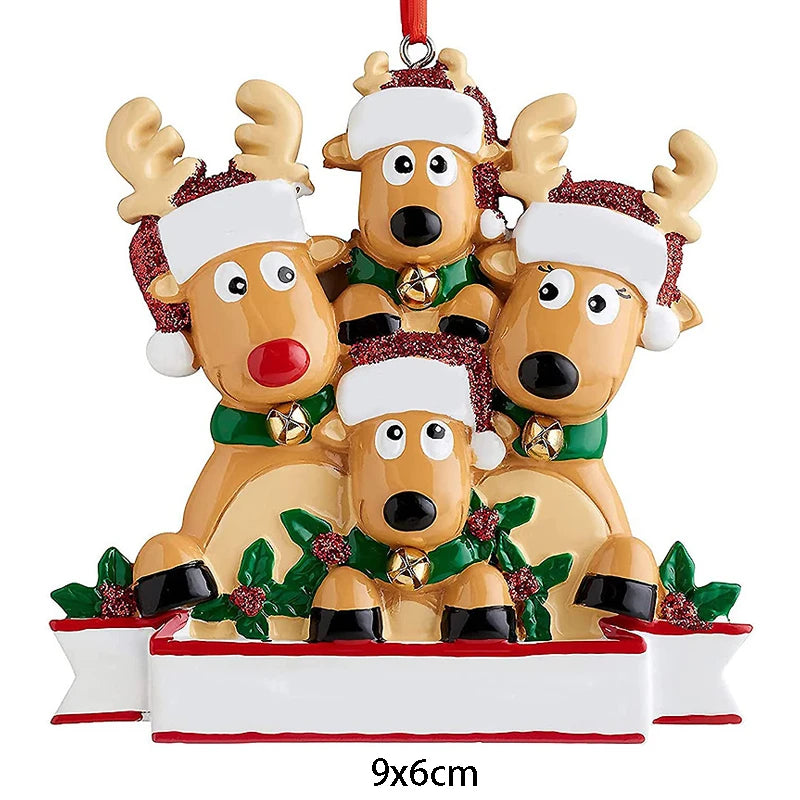 Personalized Reindeer Family Christmas Tree Pendant Hanging Bauble Xmas Tree Ornaments Elk Deer Family Decorations Gift New Year