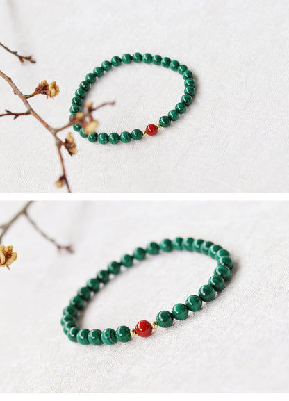 Sterling Silver Malachite Brcacelet -  6mm Green Red Bracelet Malachite Red Jasper New Year Gift Women Men Jewelry Birthday Gift
