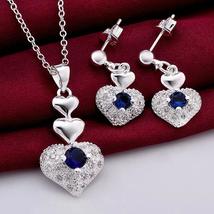925 sterling silver pendant necklace and earrings