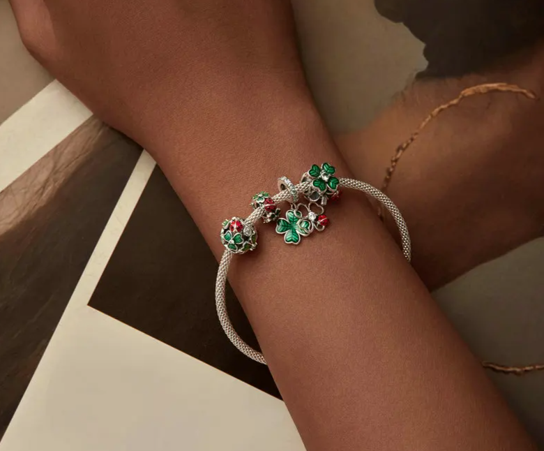 sterling silver charms for bracelets - Enamel Four-leaf Clover Charms - Silicone Ladybug Stopper Beads