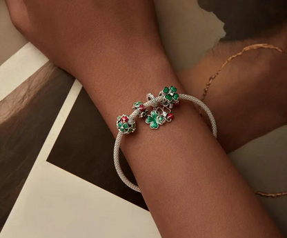 sterling silver charms for bracelets - Enamel Four-leaf Clover Charms - Silicone Ladybug Stopper Beads