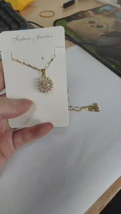 Double-layer Rotatable Sunflower Pendant Necklaces For Women