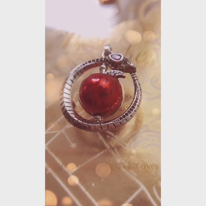 Sterling Silver Apple Pendant with Snake: A Dimensional Gift for Women (Bohemian Style)